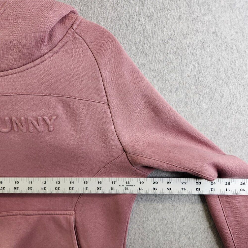Buff Bunny Hoodie Womens M Pink Beyond Cowlneck Embossed Spellout Thumbholes - Picture 12 of 16
